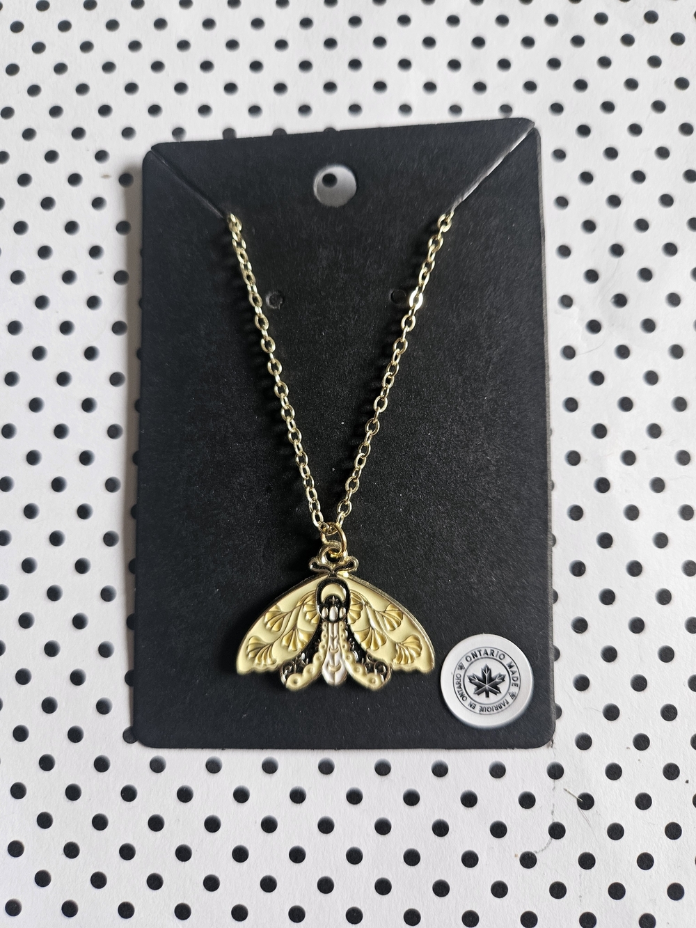 Gold-Tone Moth Pendant Necklace for Women